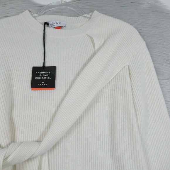 TENNE Cashmere & Merino Wool Crewneck Sweater Side Bow Sash Women’s Size Small - Picture 4 of 14